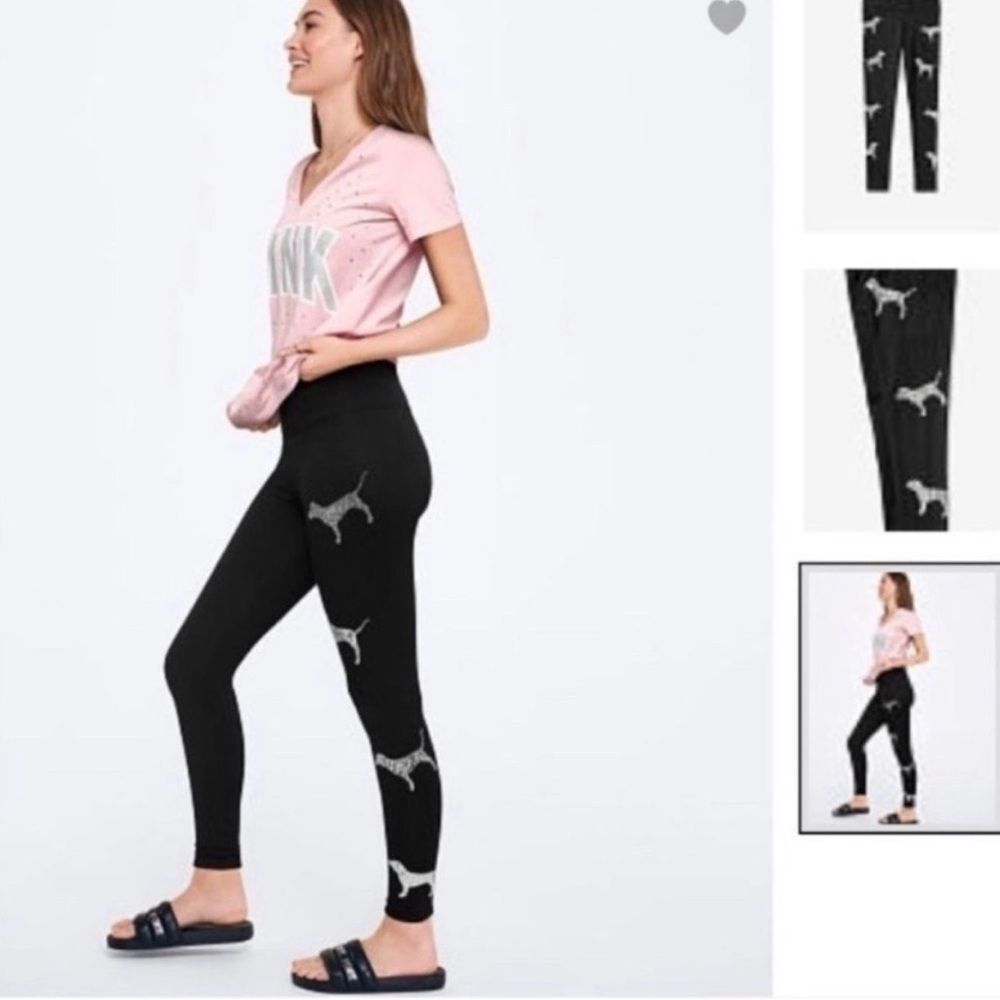 VS PINK RARE HTF DOG  BLING LEGGINGS NEW SIZE S